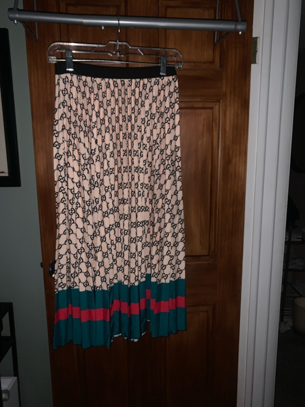 Designer Inspired Pleated Print Midi Skirt